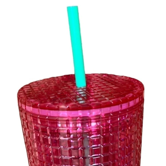STARBUCKS Tumbler Cup 2022 Ltd Edition Watermelon Disco Grid Venti 24oz NWT - Picture 5 of 8